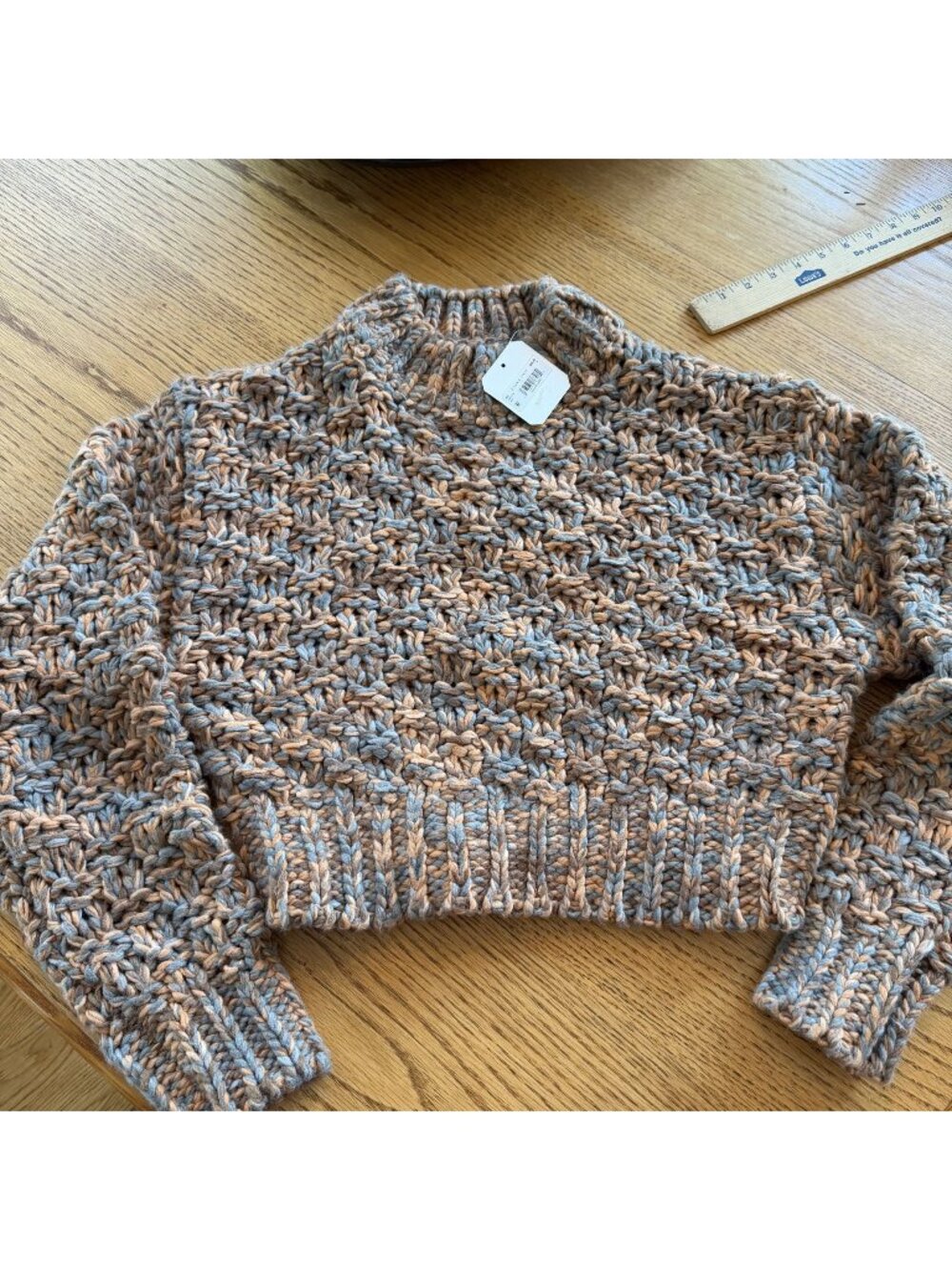 Altar'd State Womens Cable Knit Sweater New SIze Small Orange Gray Beautiful